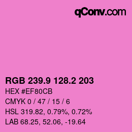 カラーコード: RGB 239.9 128.2 203 | qconv.com