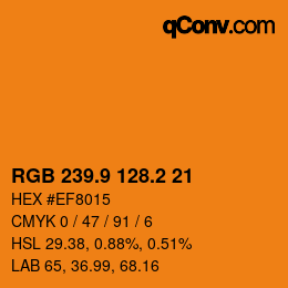 カラーコード: RGB 239.9 128.2 21 | qconv.com