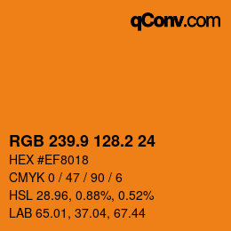 カラーコード: RGB 239.9 128.2 24 | qconv.com