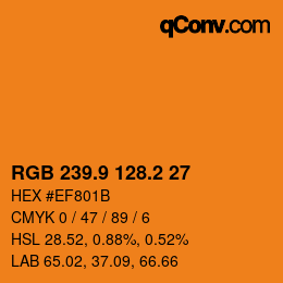 カラーコード: RGB 239.9 128.2 27 | qconv.com