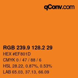 カラーコード: RGB 239.9 128.2 29 | qconv.com