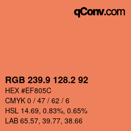 カラーコード: RGB 239.9 128.2 92 | qconv.com