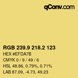 カラーコード: RGB 239.9 218.2 123 | qconv.com