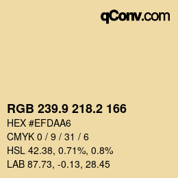 カラーコード: RGB 239.9 218.2 166 | qconv.com