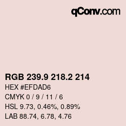 Color code: RGB 239.9 218.2 214 | qconv.com