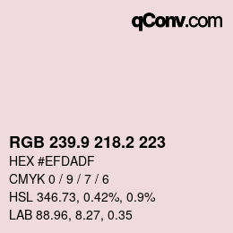 カラーコード: RGB 239.9 218.2 223 | qconv.com