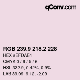 カラーコード: RGB 239.9 218.2 228 | qconv.com