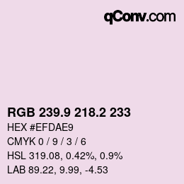 カラーコード: RGB 239.9 218.2 233 | qconv.com