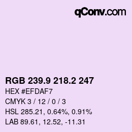 Color code: RGB 239.9 218.2 247 | qconv.com