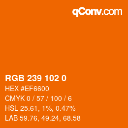 Color code: RGB 239 102 0 | qconv.com