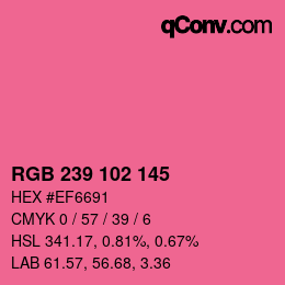Color code: RGB 239 102 145 | qconv.com