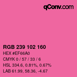 Color code: RGB 239 102 160 | qconv.com