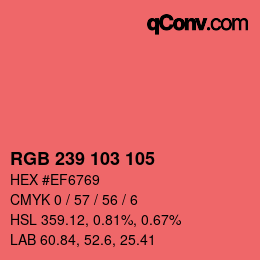 颜色代码: RGB 239 103 105 | qconv.com