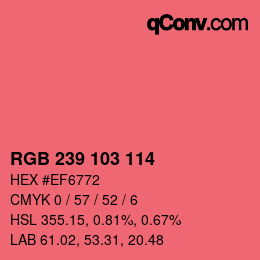 Color code: RGB 239 103 114 | qconv.com