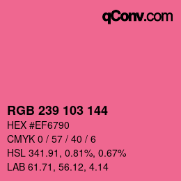 颜色代码: RGB 239 103 144 | qconv.com