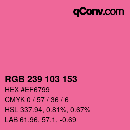 颜色代码: RGB 239 103 153 | qconv.com
