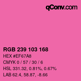 カラーコード: RGB 239 103 168 | qconv.com