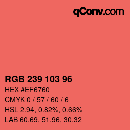 Color code: RGB 239 103 96 | qconv.com