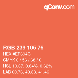 Color code: RGB 239 105 76 | qconv.com
