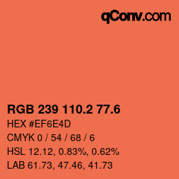 カラーコード: RGB 239 110.2 77.6 | qconv.com