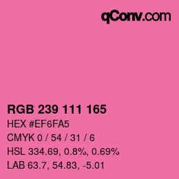 Color code: RGB 239 111 165 | qconv.com