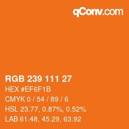 颜色代码: RGB 239 111 27 | qconv.com