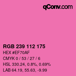 Farbcode: RGB 239 112 175 | qconv.com