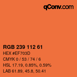 カラーコード: RGB 239 112 61 | qconv.com