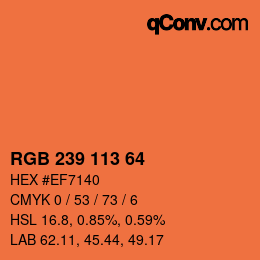 Color code: RGB 239 113 64 | qconv.com