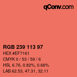 Color code: RGB 239 113 97 | qconv.com