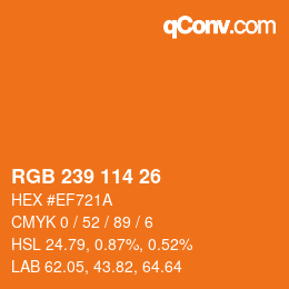 Farbcode: RGB 239 114 26 | qconv.com