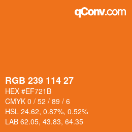 Farbcode: RGB 239 114 27 | qconv.com