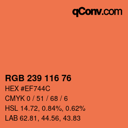 カラーコード: RGB 239 116 76 | qconv.com