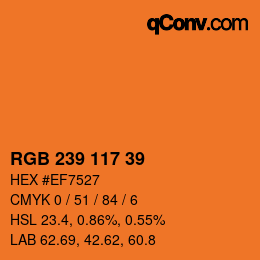 Color code: RGB 239 117 39 | qconv.com