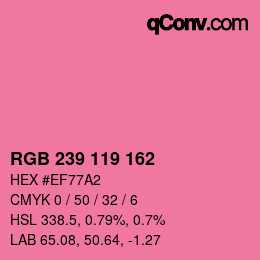 Color code: RGB 239 119 162 | qconv.com