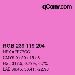Color code: RGB 239 119 204 | qconv.com