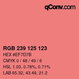 Color code: RGB 239 125 123 | qconv.com
