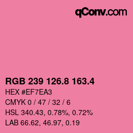 カラーコード: RGB 239 126.8 163.4 | qconv.com