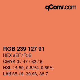 Color code: RGB 239 127 91 | qconv.com