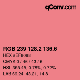カラーコード: RGB 239 128.2 136.6 | qconv.com