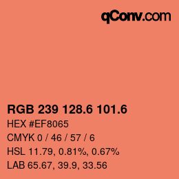 カラーコード: RGB 239 128.6 101.6 | qconv.com