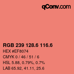 カラーコード: RGB 239 128.6 116.6 | qconv.com