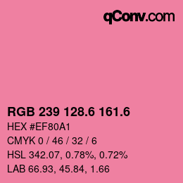カラーコード: RGB 239 128.6 161.6 | qconv.com