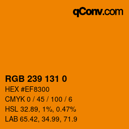 Color code: RGB 239 131 0 | qconv.com