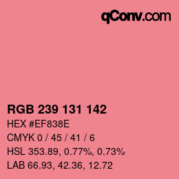 Color code: RGB 239 131 142 | qconv.com