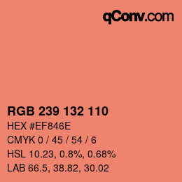 颜色代码: RGB 239 132 110 | qconv.com