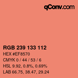 Color code: RGB 239 133 112 | qconv.com