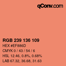 颜色代码: RGB 239 136 109 | qconv.com