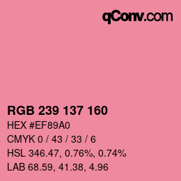 Farbcode: RGB 239 137 160 | qconv.com