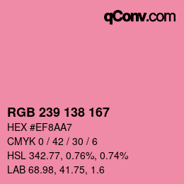 Color code: RGB 239 138 167 | qconv.com